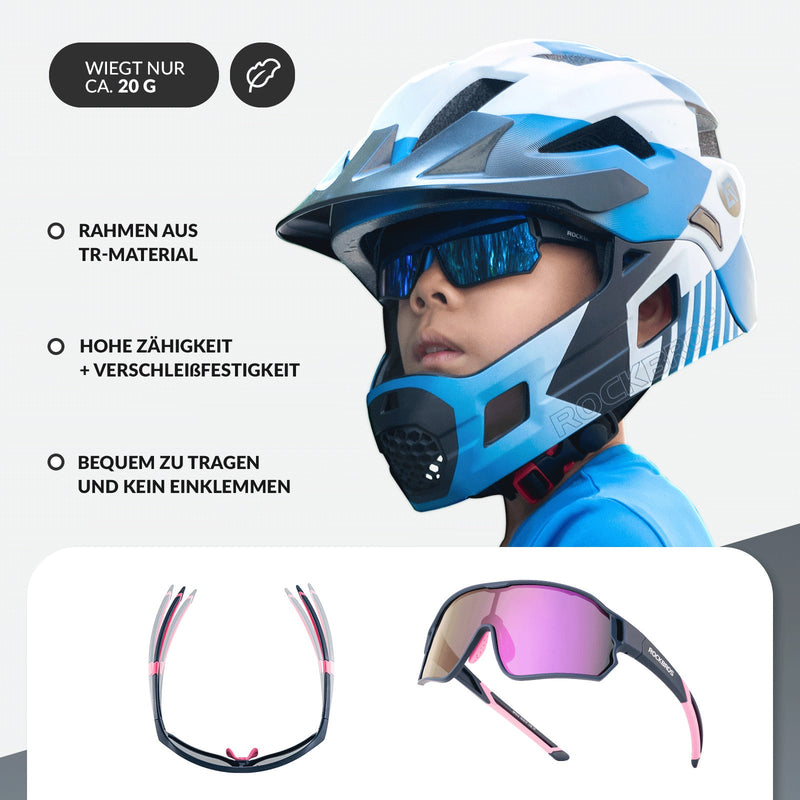 ROCKBROS Kids Polarized Cycling Sunglasses UV400 Bike Glasses-18