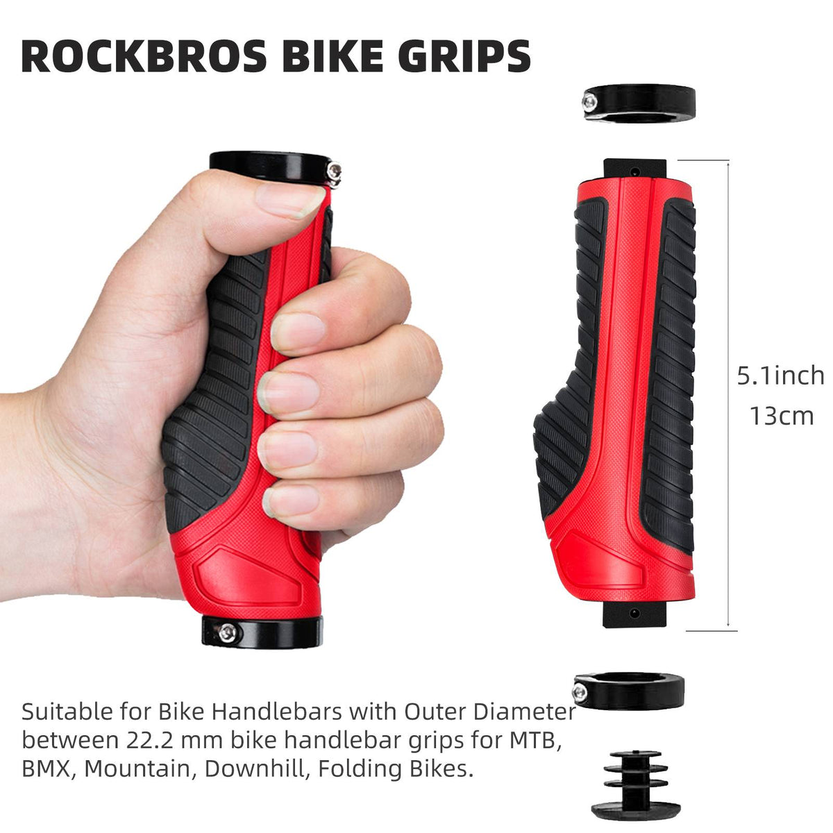 Bike Handle Grips with Double Lock-On Clamps – Aluminum Ends for MTB & BMX - ridemart