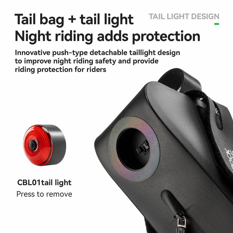 100% Waterproof Bike Saddle Bag with Light - 0.8L-4