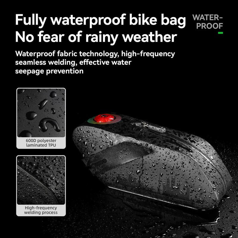 100% Waterproof Bike Saddle Bag with Light - 0.8L-3