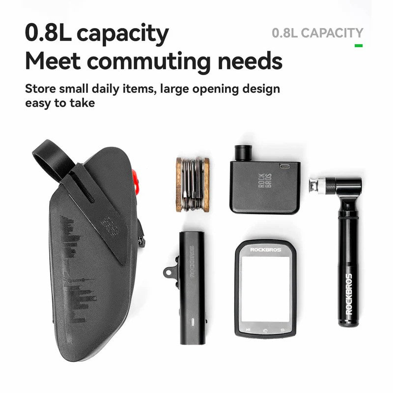 100% Waterproof Bike Saddle Bag with Light - 0.8L-6
