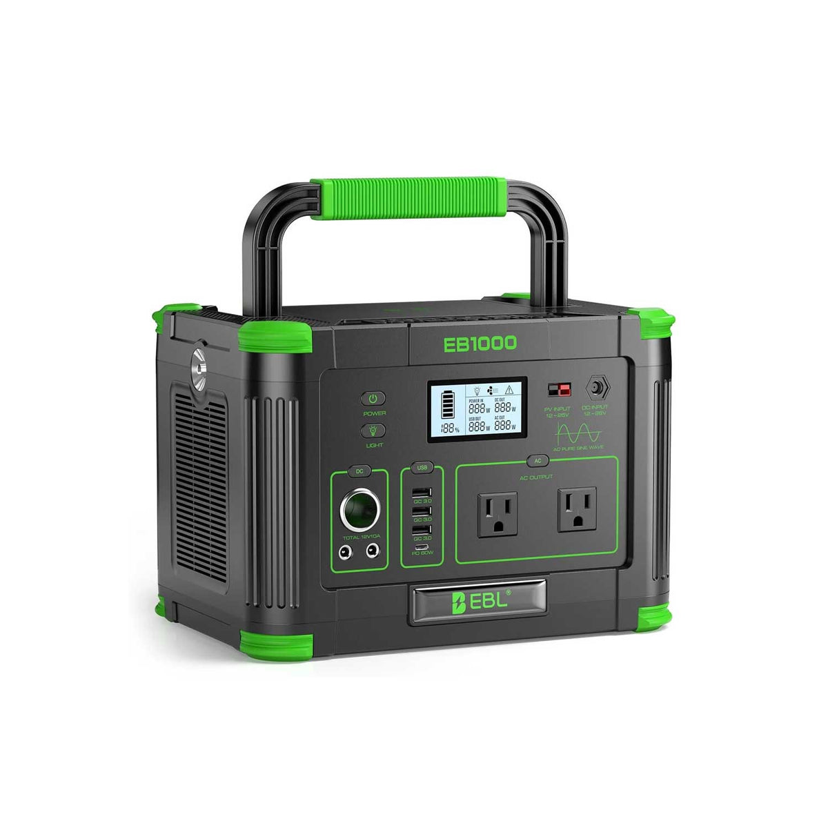 EBL 1000W Portable Power Station, 999Wh LiFePO4 Battery with Wireless Charging - ridemart