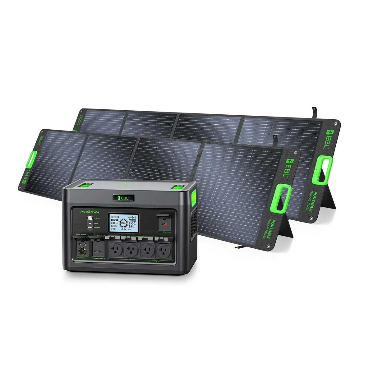 EBL 2400W Solar Generator Kit, 1843Wh LiFePO4 Power Station + 2×200W Solar Panels - ridemart