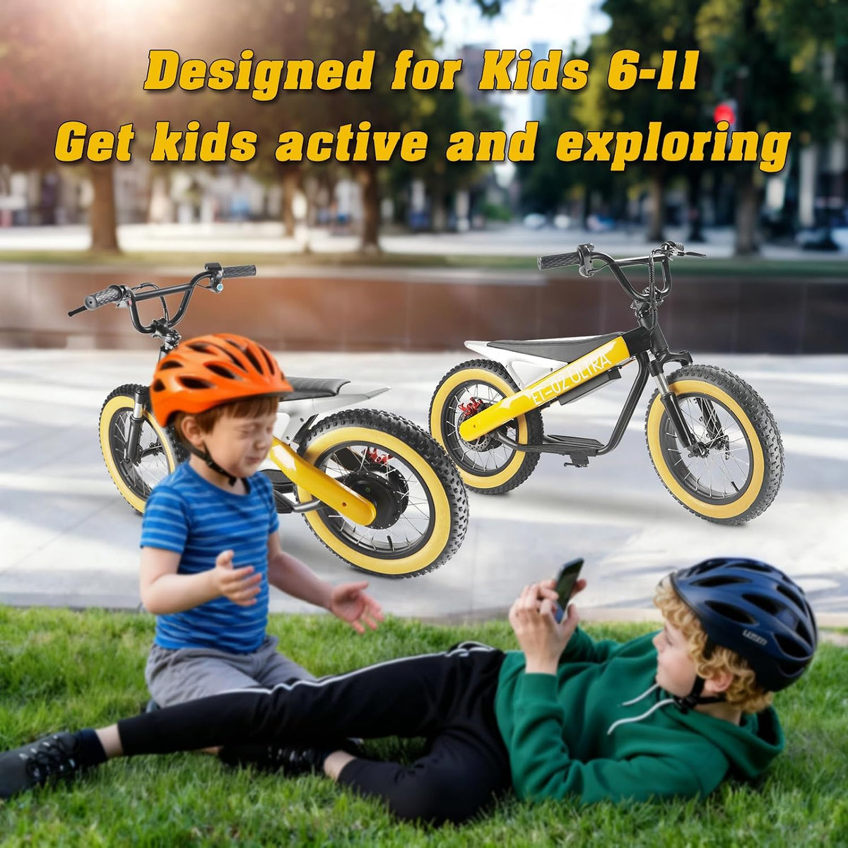 Electric Balance Bike, 750W Motor, 18Miles Long Range & 19Mph, 16" Fat Tire Electric Dirt Bike for Ages 6-11, Front Suspension, Dual Brake Off-Road Electric Motorcycle for Boys Girls (Yellow) - ridemart