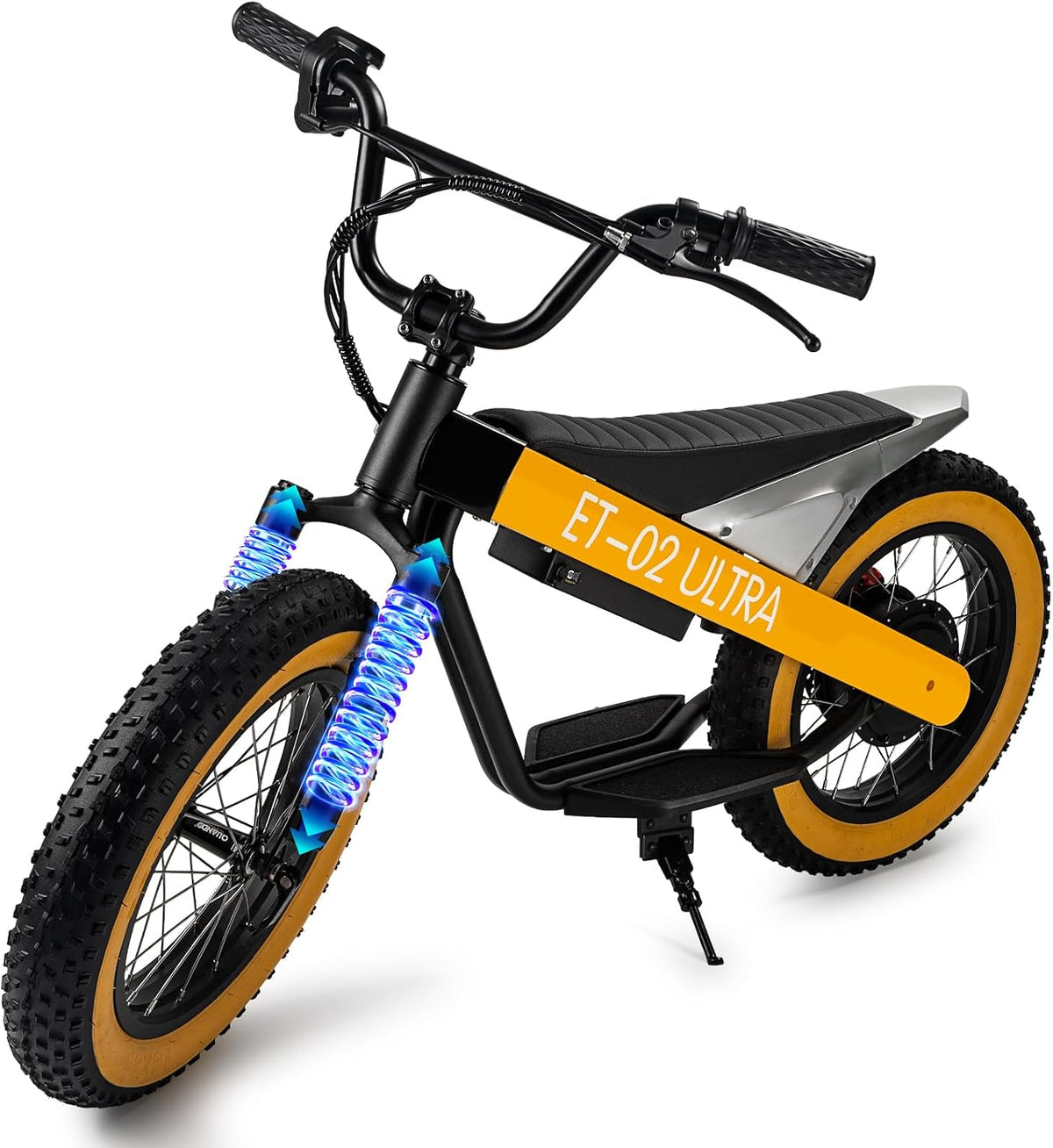 Electric Balance Bike, 750W Motor, 18Miles Long Range & 19Mph, 16" Fat Tire Electric Dirt Bike for Ages 6-11, Front Suspension, Dual Brake Off-Road Electric Motorcycle for Boys Girls (Yellow) - ridemart