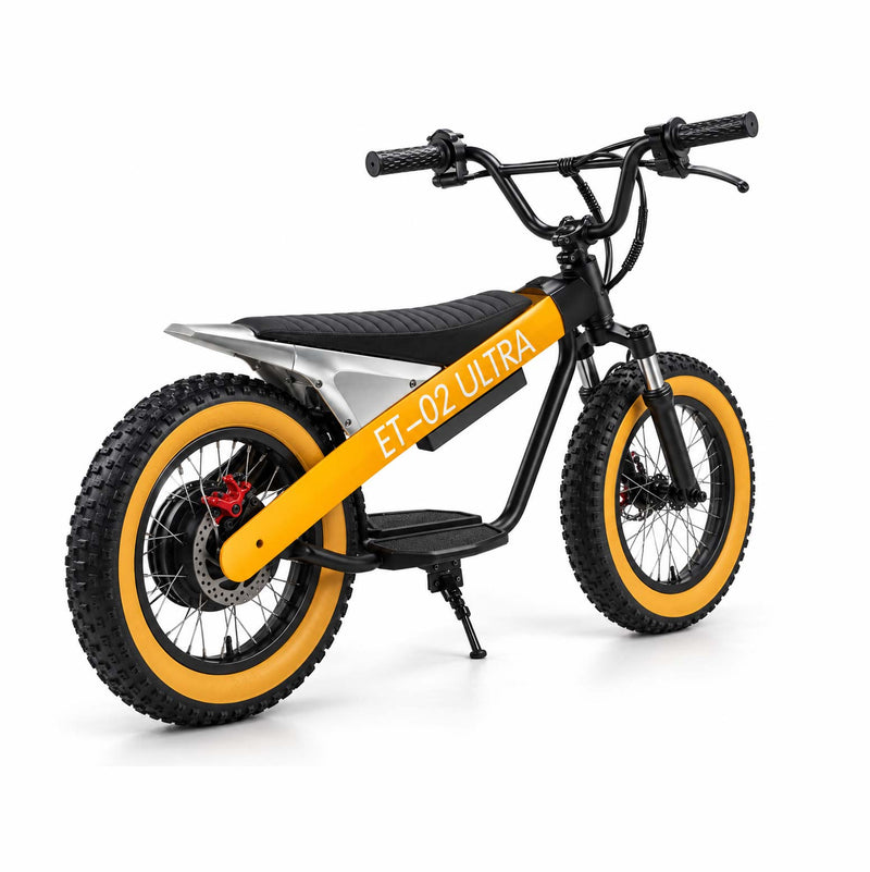 Electric Balance Bike, 750W Motor, 18Miles Long Range & 19Mph, 16" Fat Tire Electric Dirt Bike for Ages 6-11, Front Suspension, Dual Brake Off-Road Electric Motorcycle for Boys Girls (Yellow) - ridemart