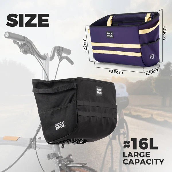 Folding Bike Handlebar Bag Basket Bag - 16L - ridemart