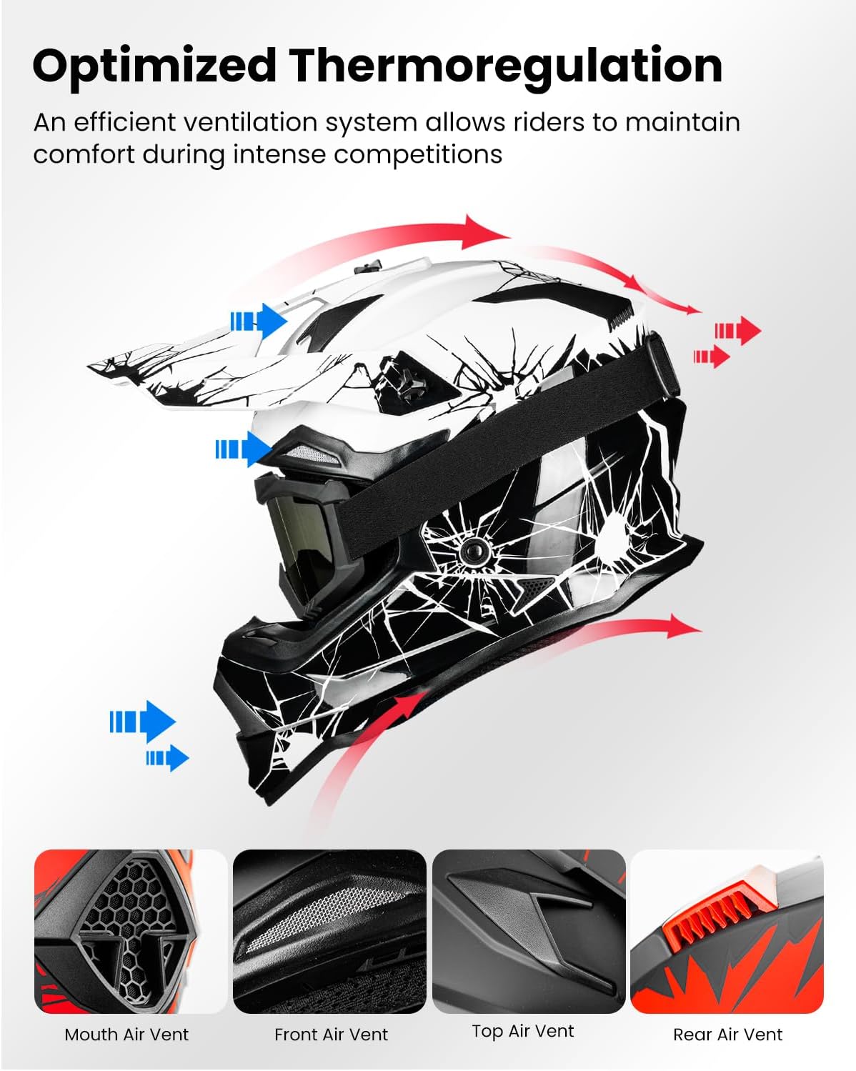 ILM Adult Dirt Bike Helmets Men Women Motocross ATV Off Road Helmet with Goggles Gloves Mask DOT Model WS901 - ridemart