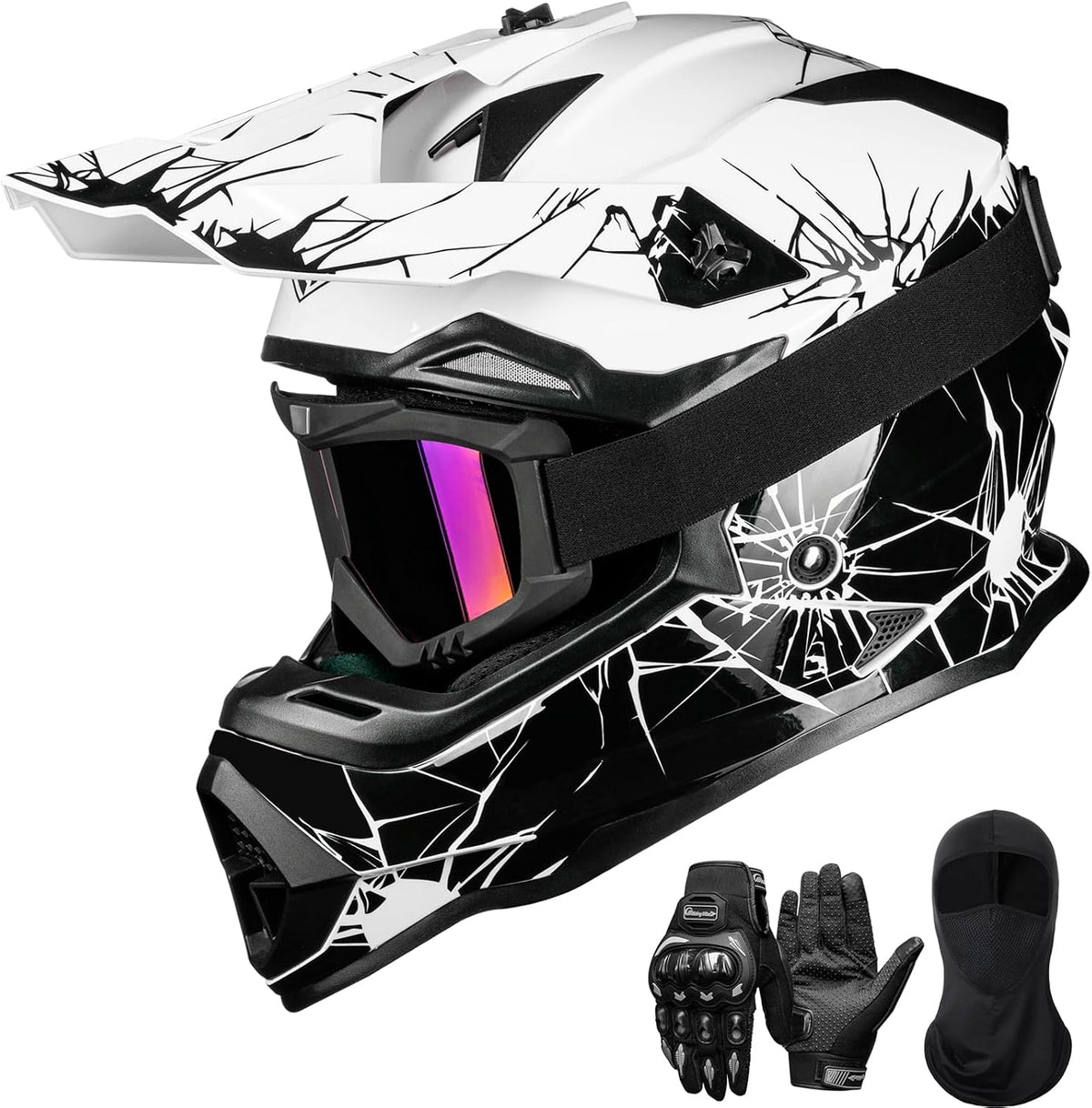 ILM Adult Dirt Bike Helmets Men Women Motocross ATV Off Road Helmet with Goggles Gloves Mask DOT Model WS901 - ridemart