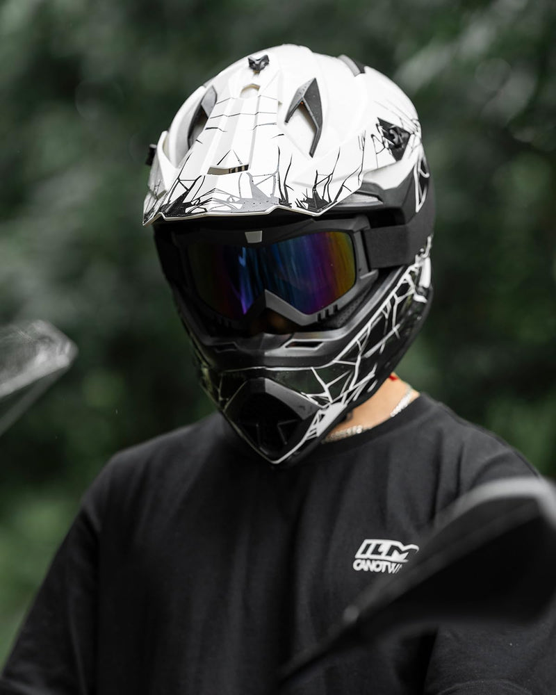 ILM Adult Dirt Bike Helmets Men Women Motocross ATV Off Road Helmet with Goggles Gloves Mask DOT Model WS901 - ridemart