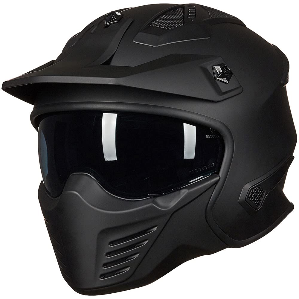 ILM Open Face Motorcycle 3/4 Half Helmet for Dirt Bike Moped ATV UTV Motocross Cruiser Scooter DOT Model 726X (Matte Black,M) - ridemart