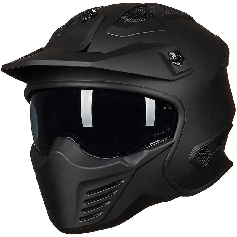 ILM Open Face Motorcycle 3/4 Half Helmet for Dirt Bike Moped ATV UTV Motocross Cruiser Scooter DOT Model 726X (Matte Black,M) - ridemart