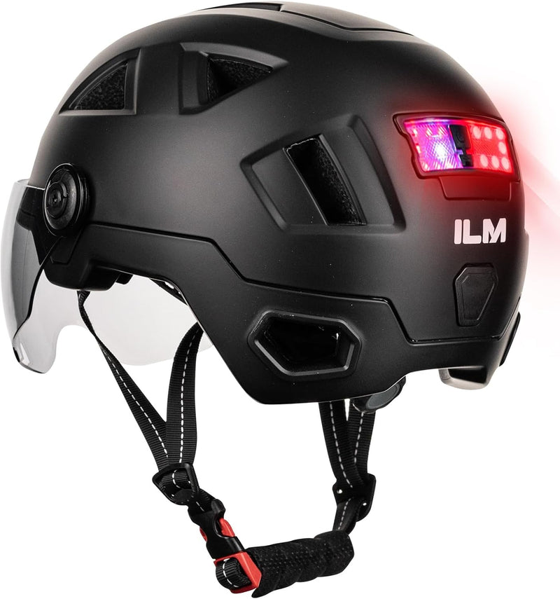 ILM Smart Adult Bike Helmet with Automatic G-Sensor Turn Signal & Brake Warning LED Light Control Road Cycling Helmet E3-12LS - ridemart
