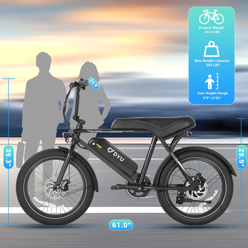 DYU UX BMX 20 Inch Fat Tire Electric Bike-5