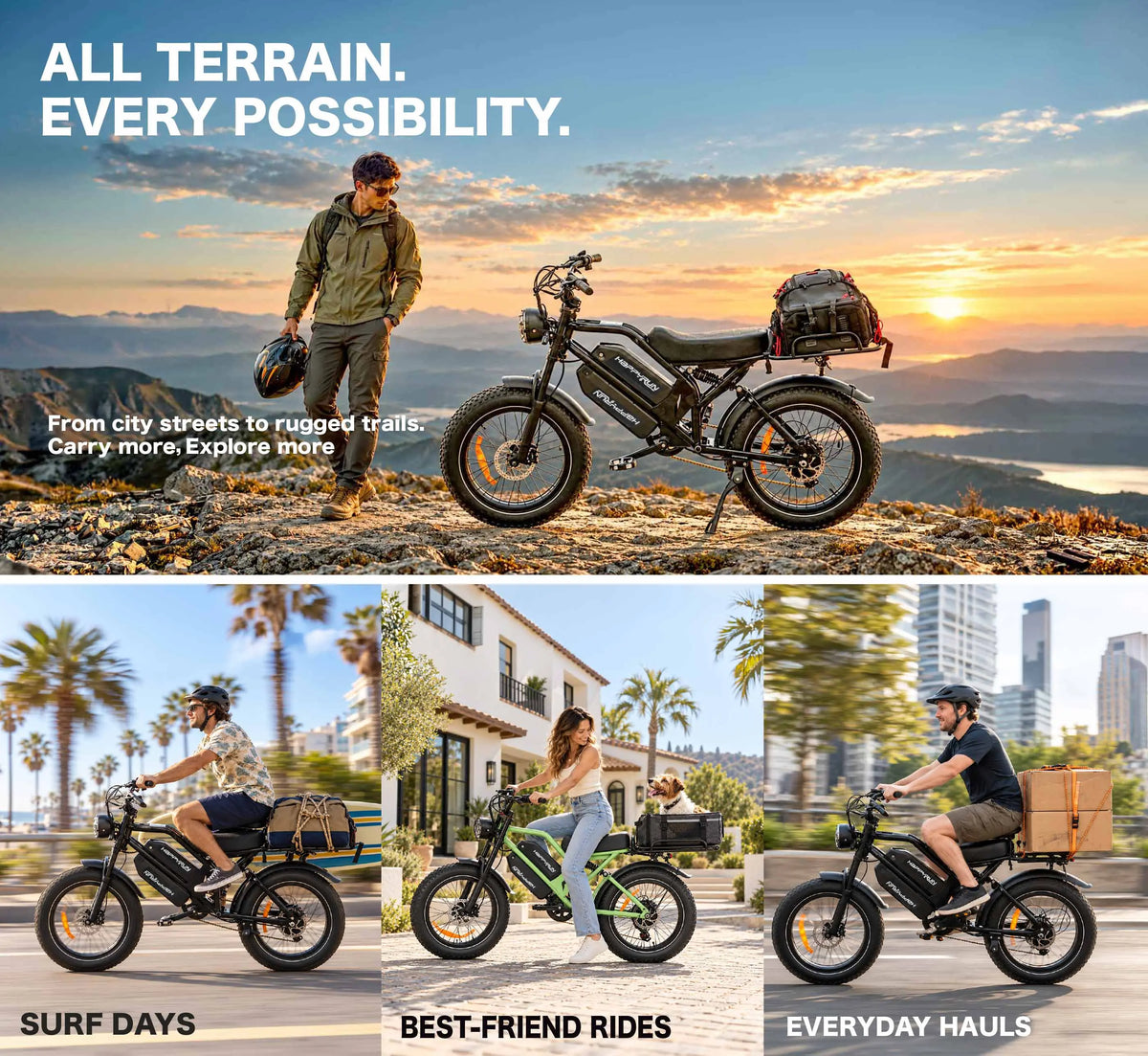 HappyRun G70 – 2000W Dual Battery Fast Electric Cargo Bike