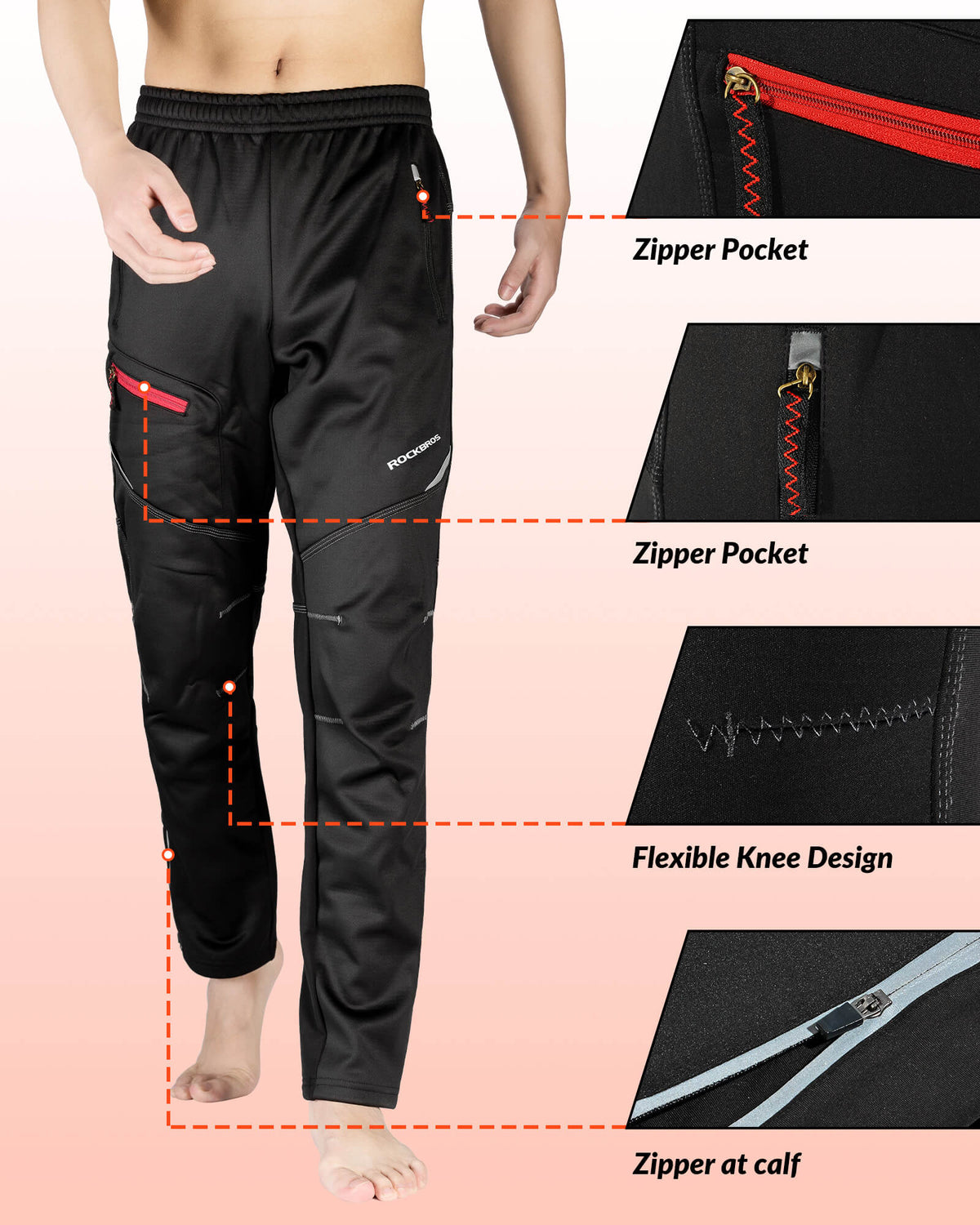 Men's Thermal Fleece Windproof Cycling Pants - ridemart