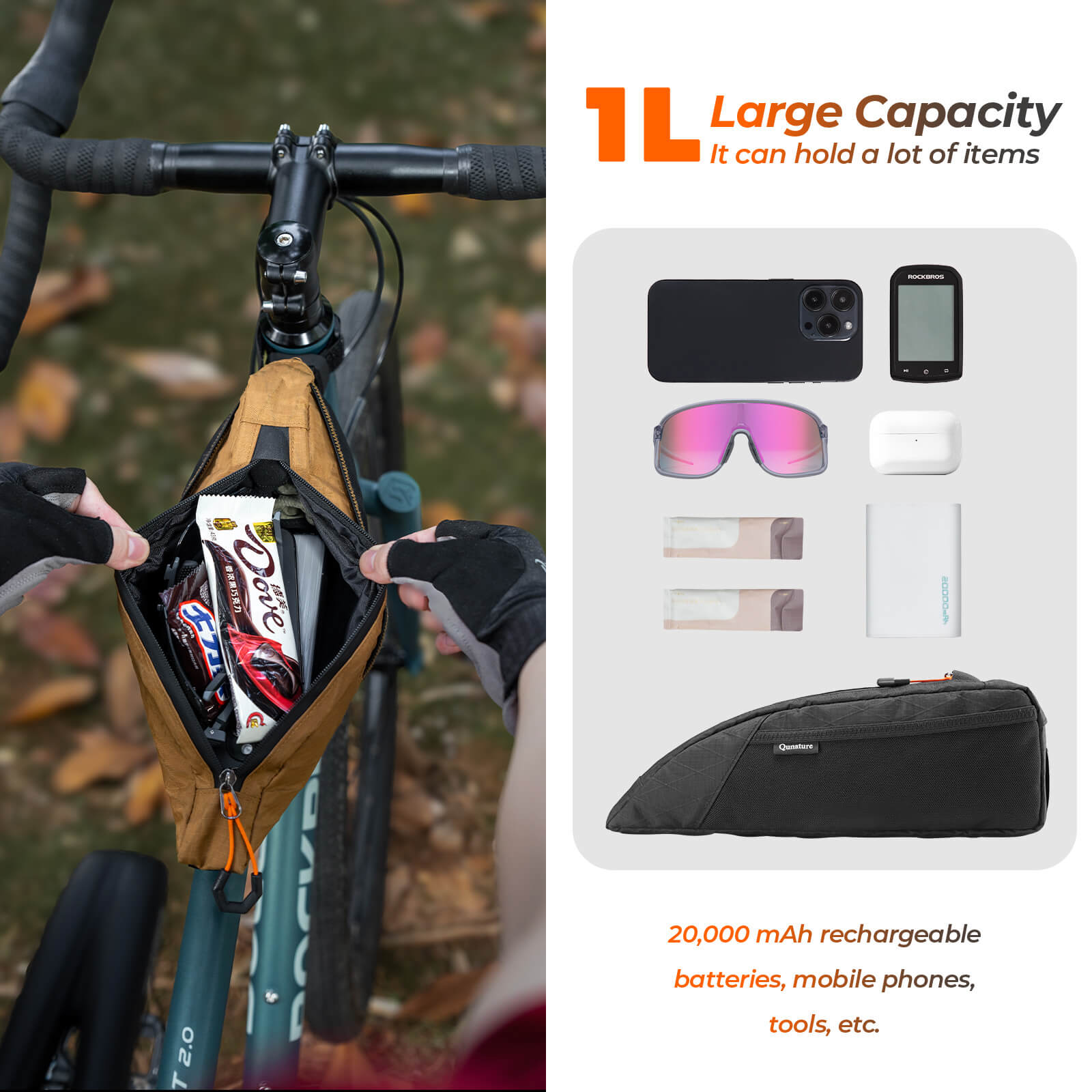Bikepacking Top Tube Bike Bag - 1L-5