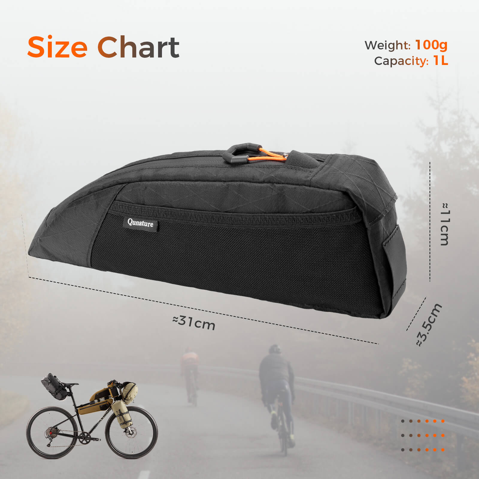 Bikepacking Top Tube Bike Bag - 1L-4