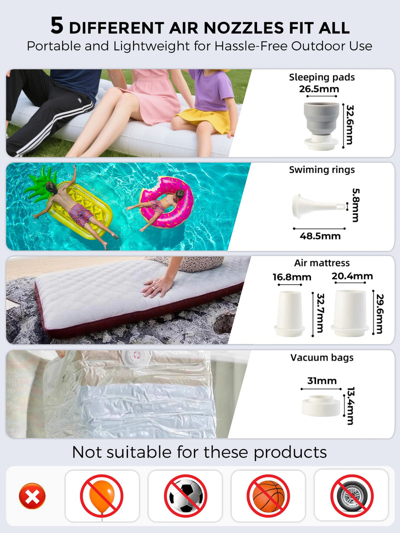 Qunature Mini Electric Air Pump for Camping & Outdoor Gear-35