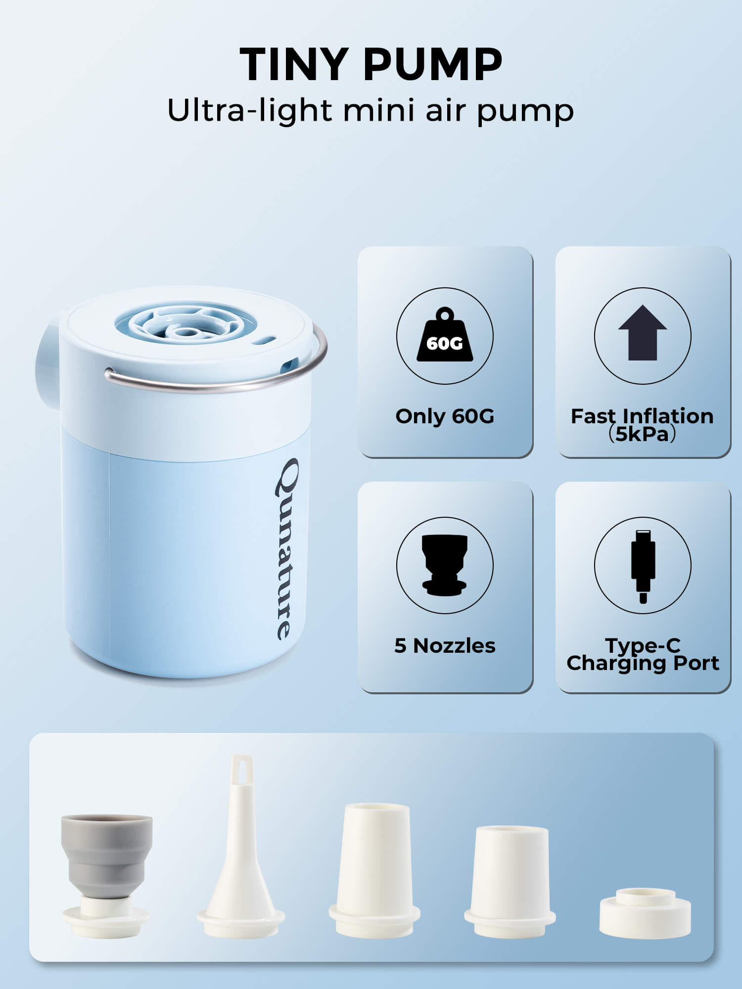 Qunature Mini Electric Air Pump for Camping & Outdoor Gear-14