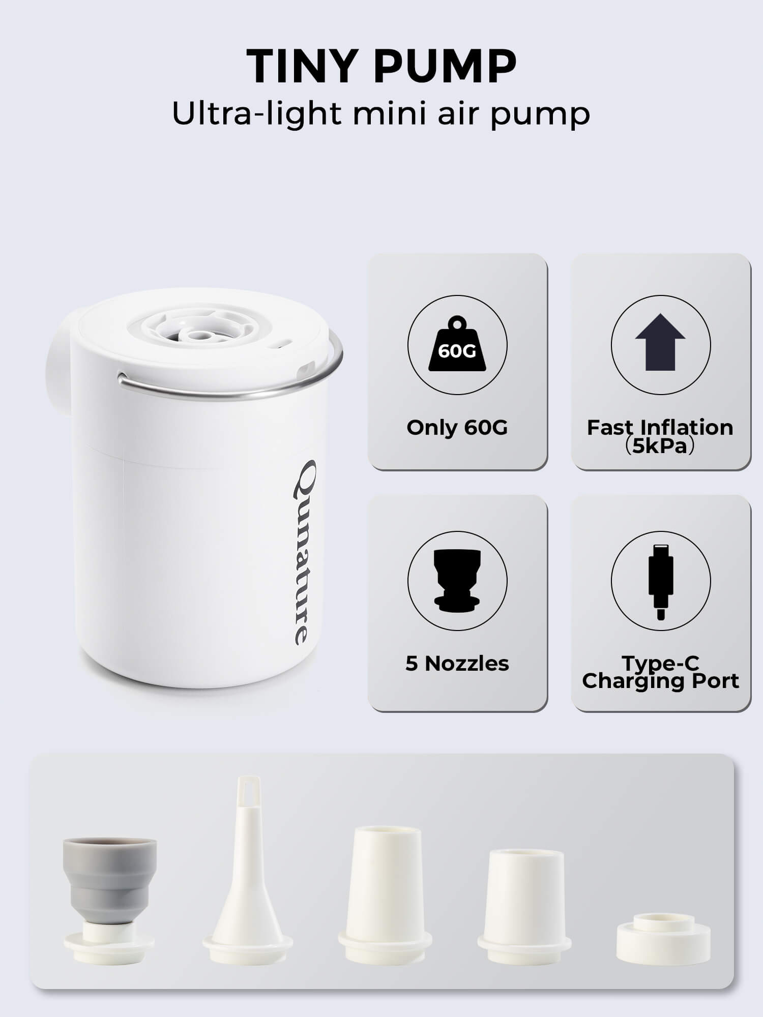 Qunature Mini Electric Air Pump for Camping & Outdoor Gear-15