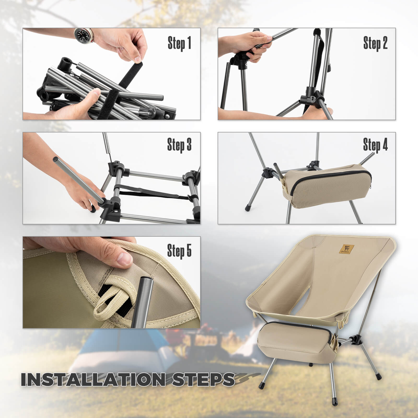 Qunature Lightweight Folding Camp Chair with Storage Bag-10