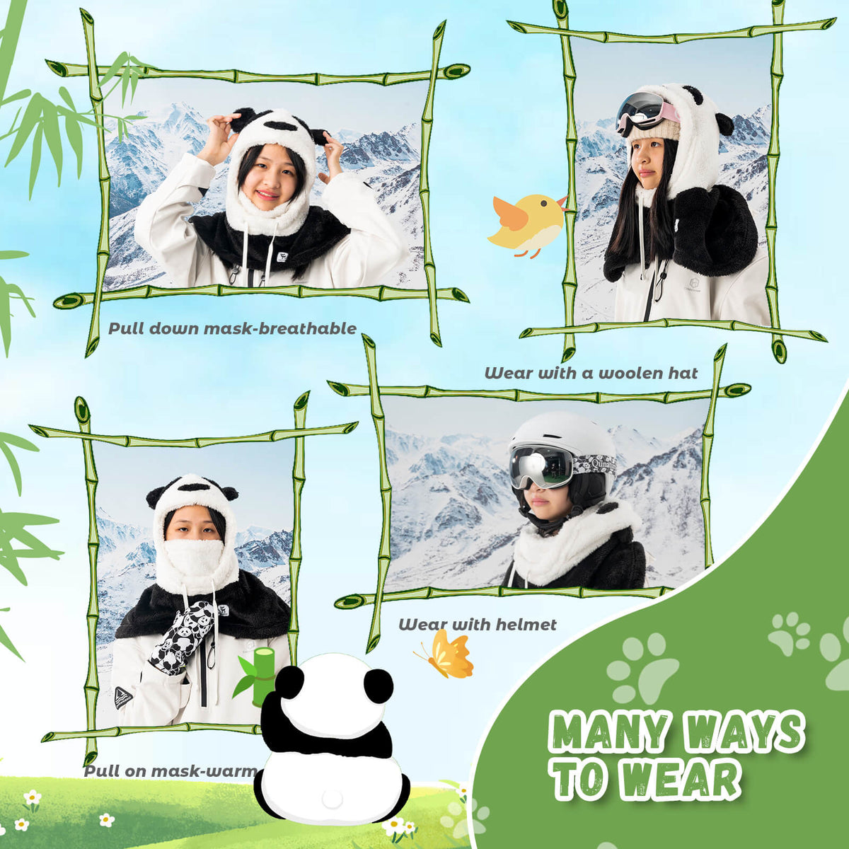 Qunature Panda Head Cover for Kids and Adults - ridemart