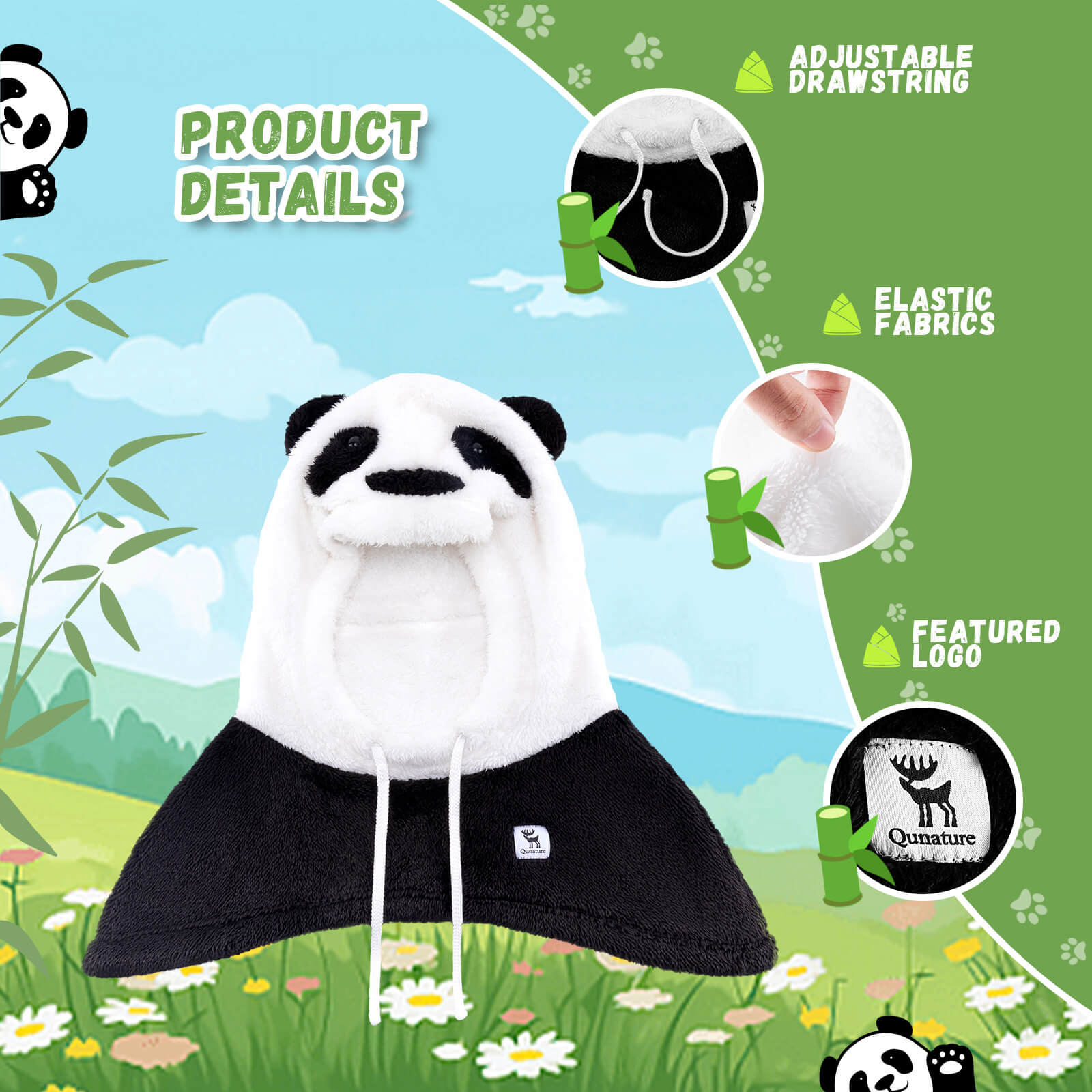 Qunature Panda Head Cover for Kids and Adults-3