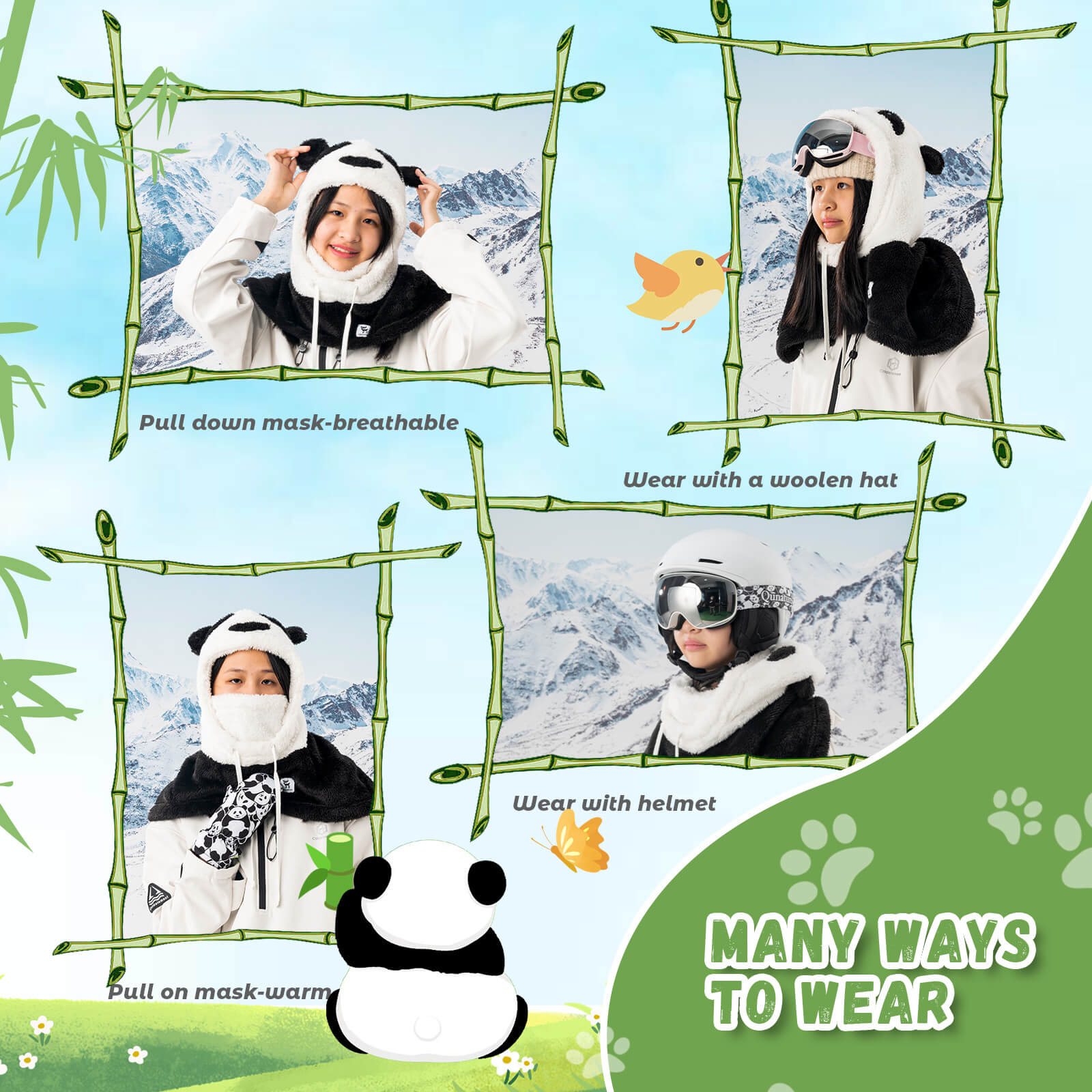 Qunature Panda Head Cover for Kids and Adults-7