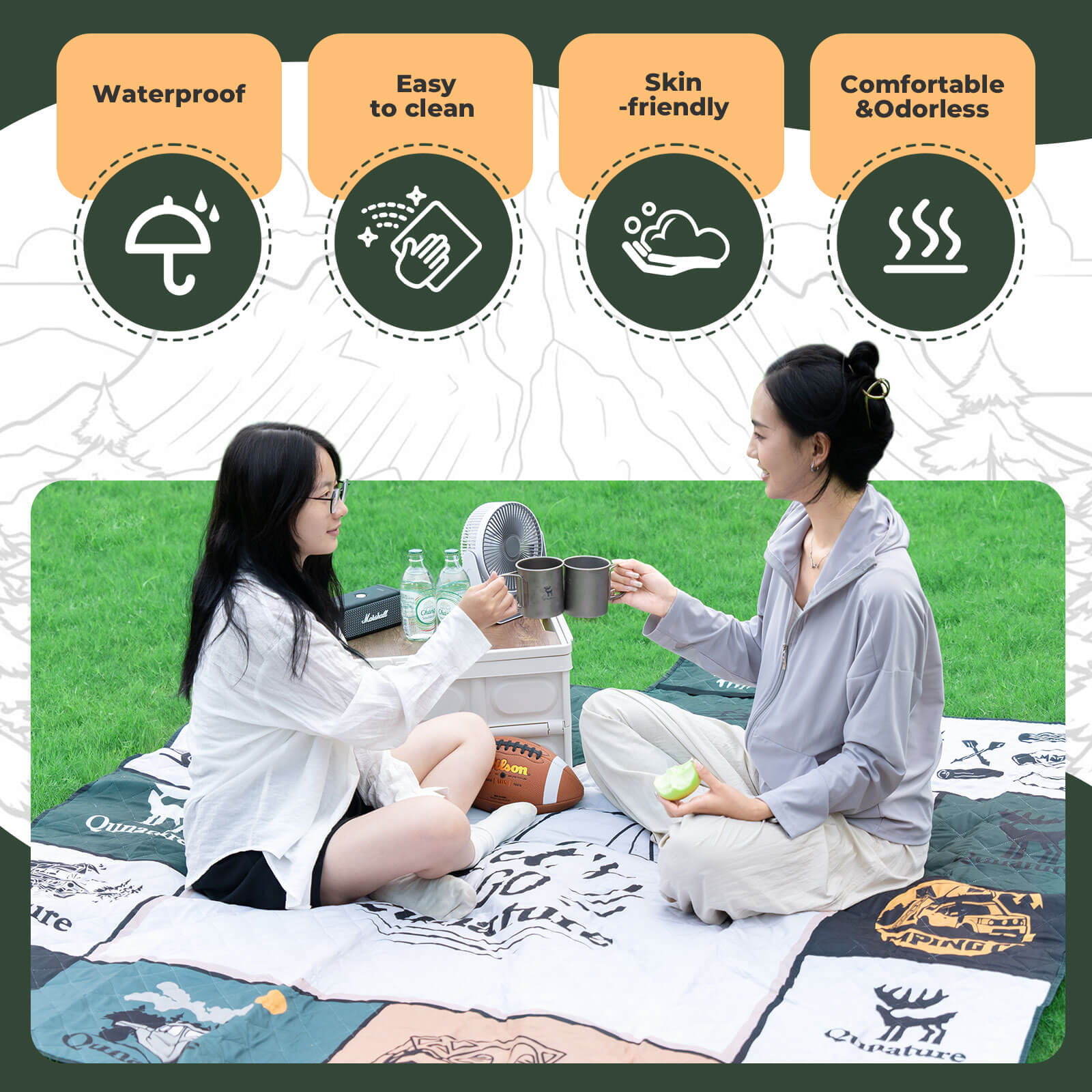 Qunature Picnic Blanket for 6-8 People-6
