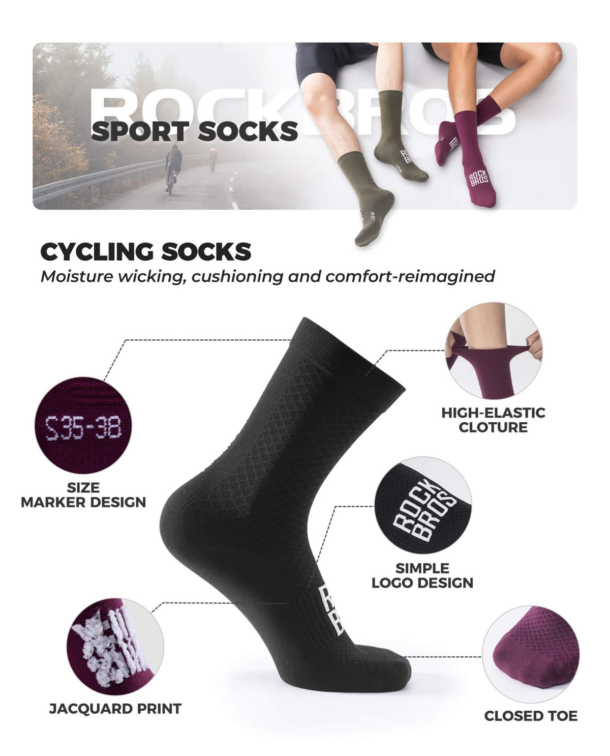 ROAD-TO-SKY Breathable Cycling Socks - ridemart