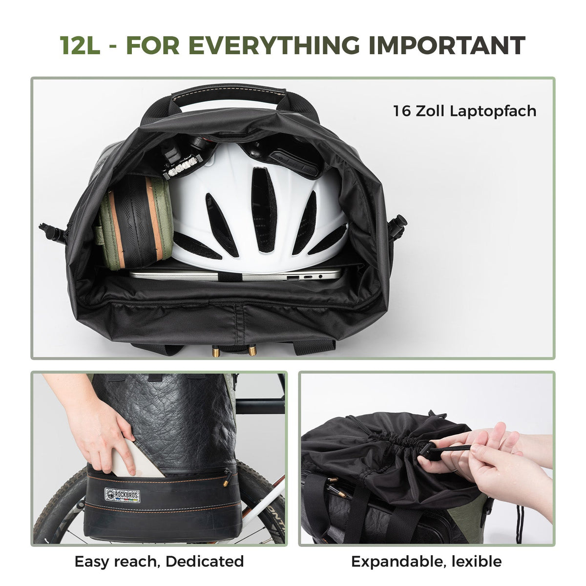 ROAD TO SKY Recycled Tire Bike Panniers - 12L - ridemart