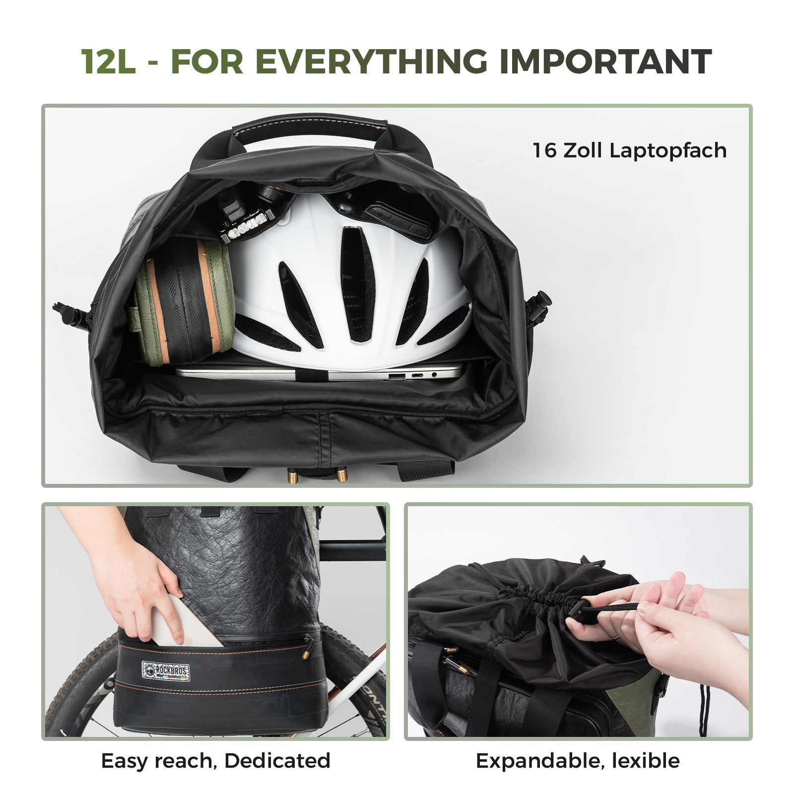 ROAD TO SKY Recycled Tire Bike Panniers - 12L-8