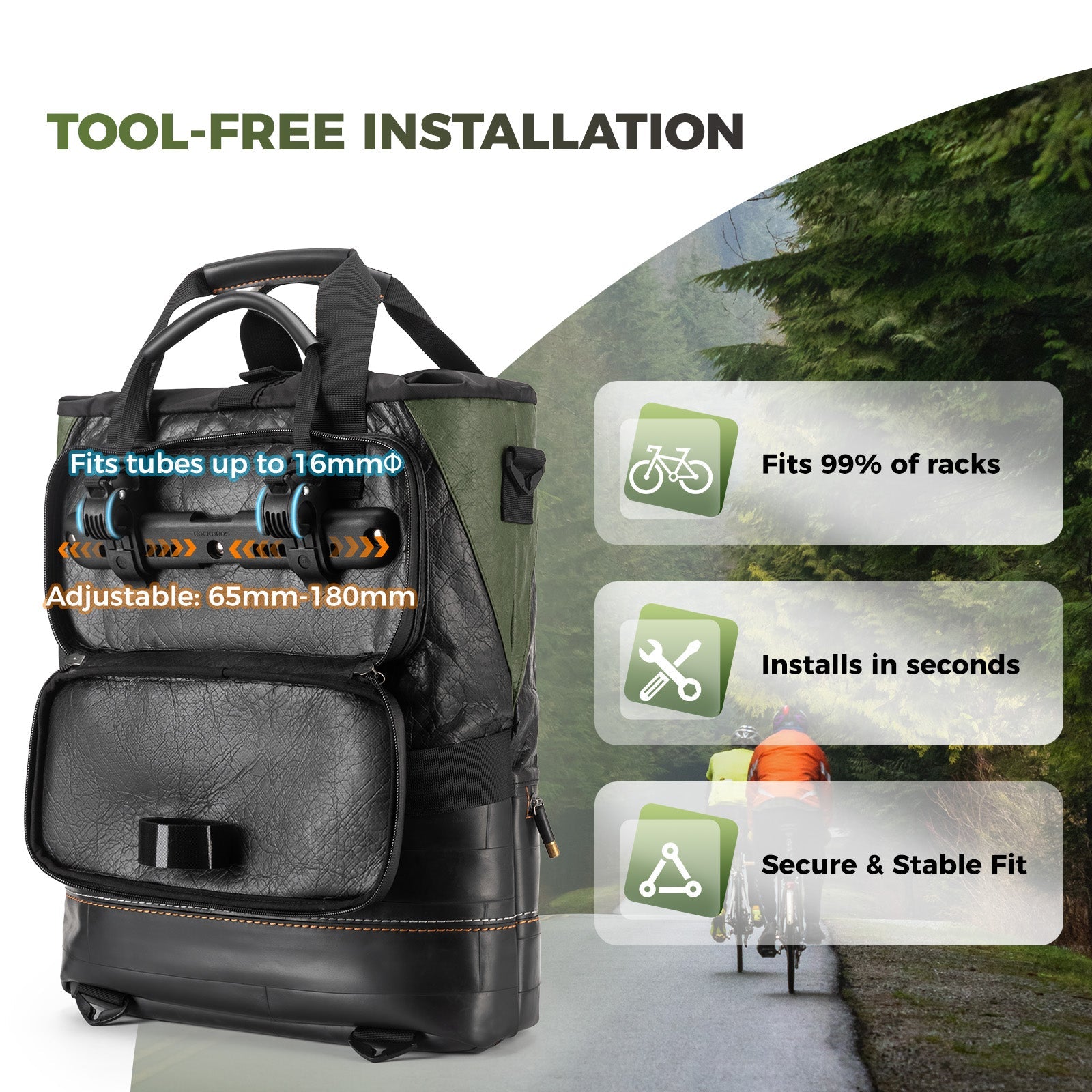 ROAD TO SKY Recycled Tire Bike Panniers - 12L-10