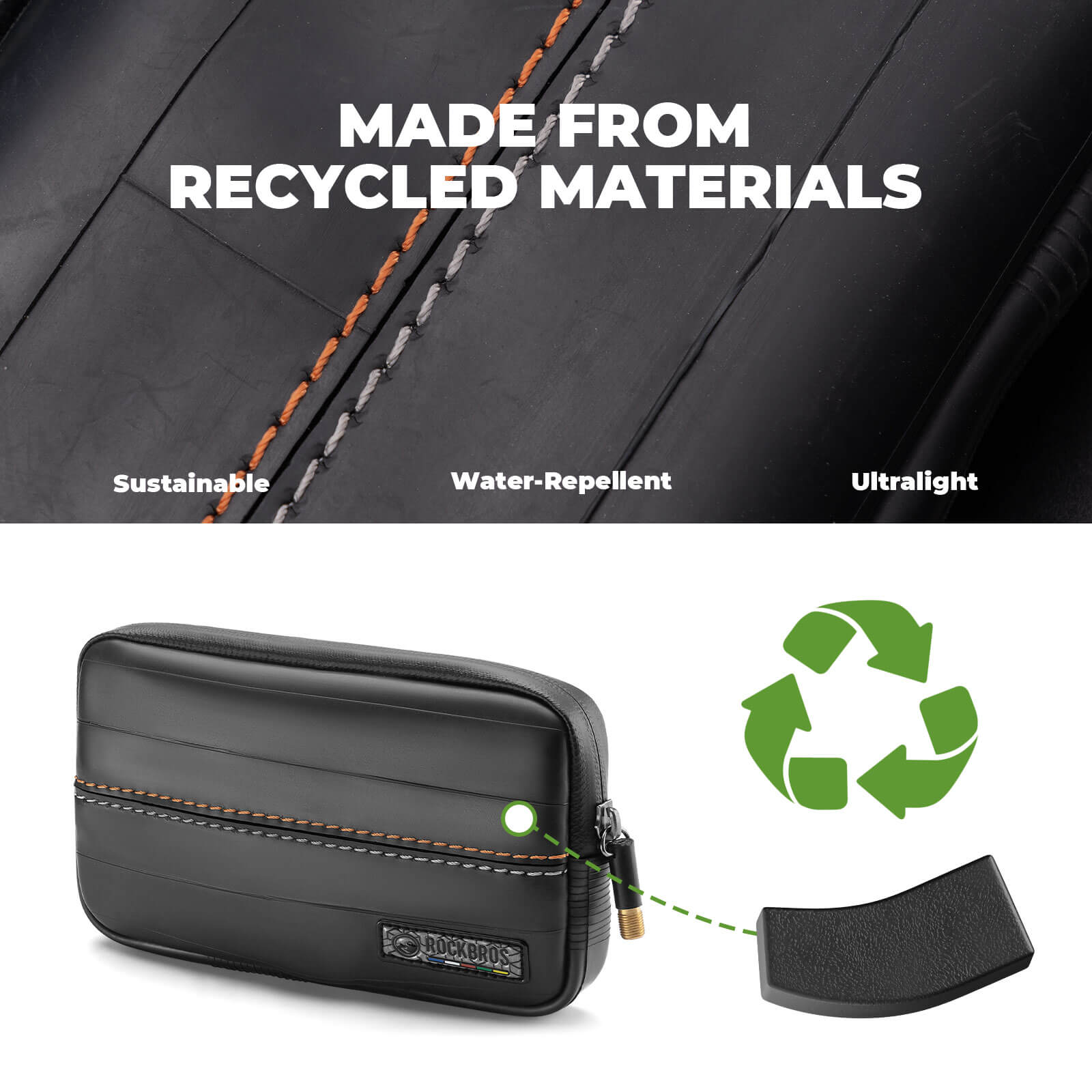 ROAD TO SKY Recycled Tire Bike Wallet - 0.4L-3