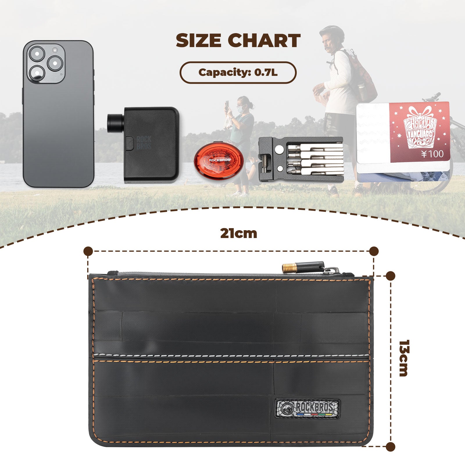 ROAD TO SKY Recycled Tire Bike Wallet - 0.7L-4