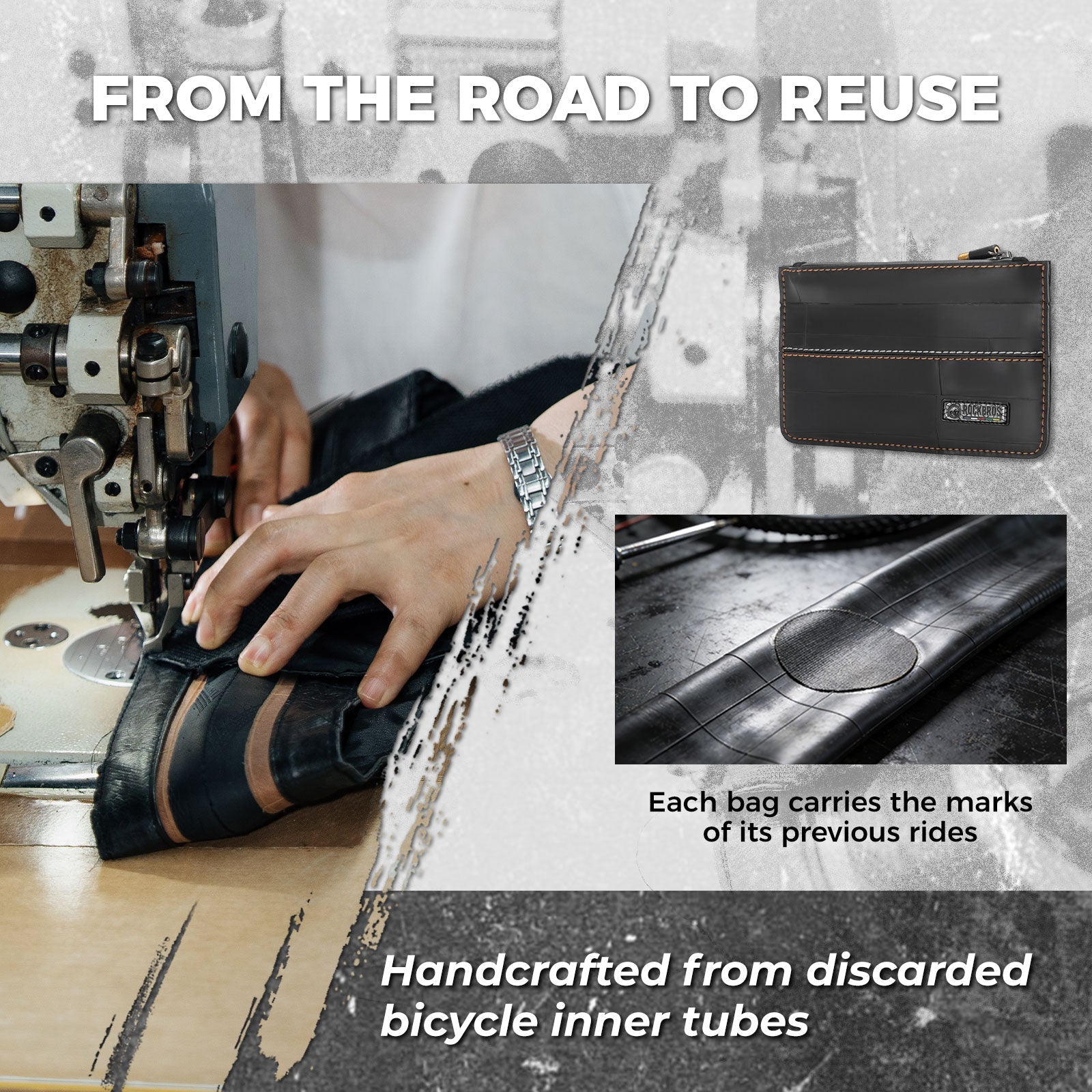 ROAD TO SKY Recycled Tire Bike Wallet - 0.7L-7