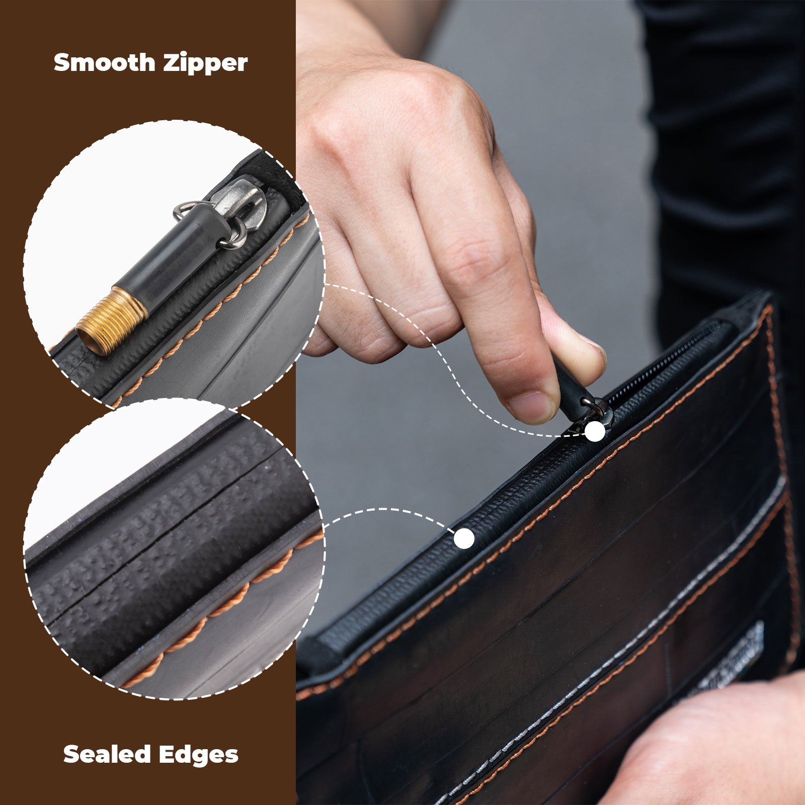 ROAD TO SKY Recycled Tire Bike Wallet - 0.7L-6