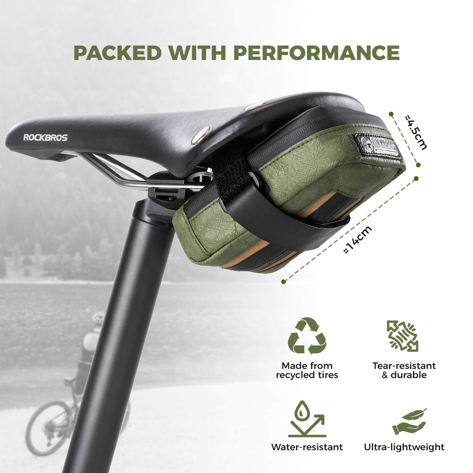 ROAD TO SKY Recycled Tire Mini Bike Saddle Bag - 0.4L-5