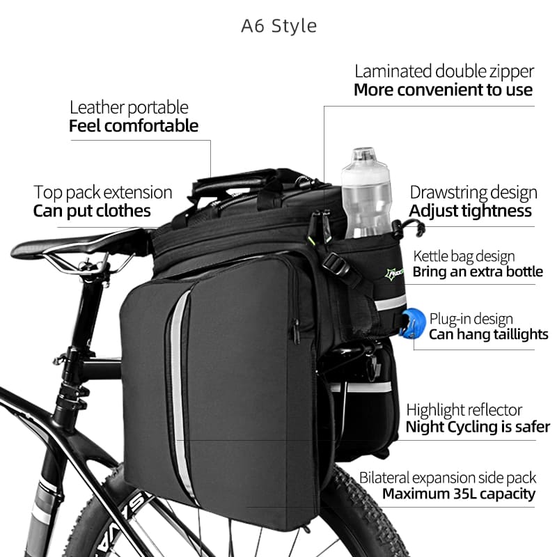 Multifunctional Bicycle Rack Bag - 17-35L-3