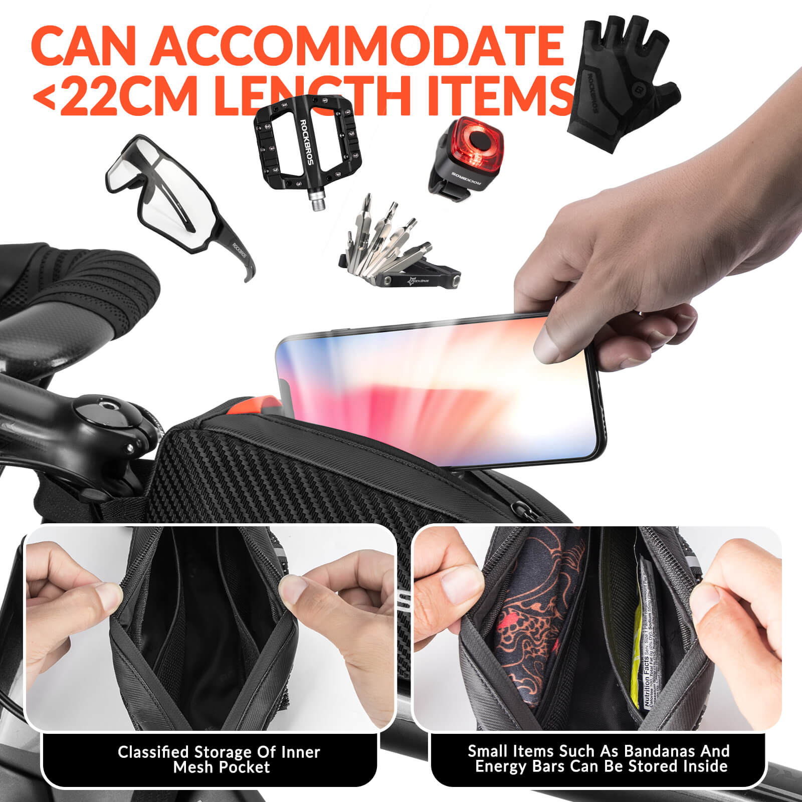 Top Tube Bike Bag with Side Drawstring - 1L-3
