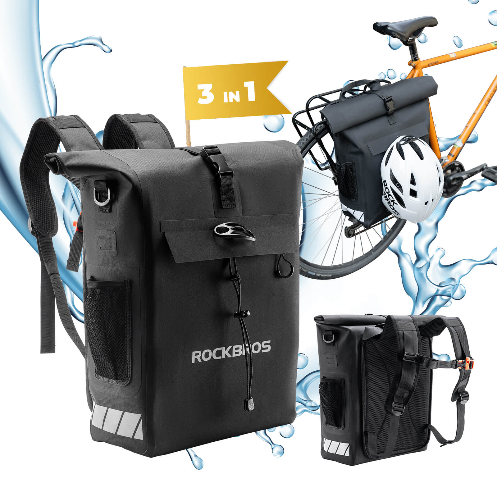 2-in-1 Bicycle Rear Rack Bag Backpack - 18L-3