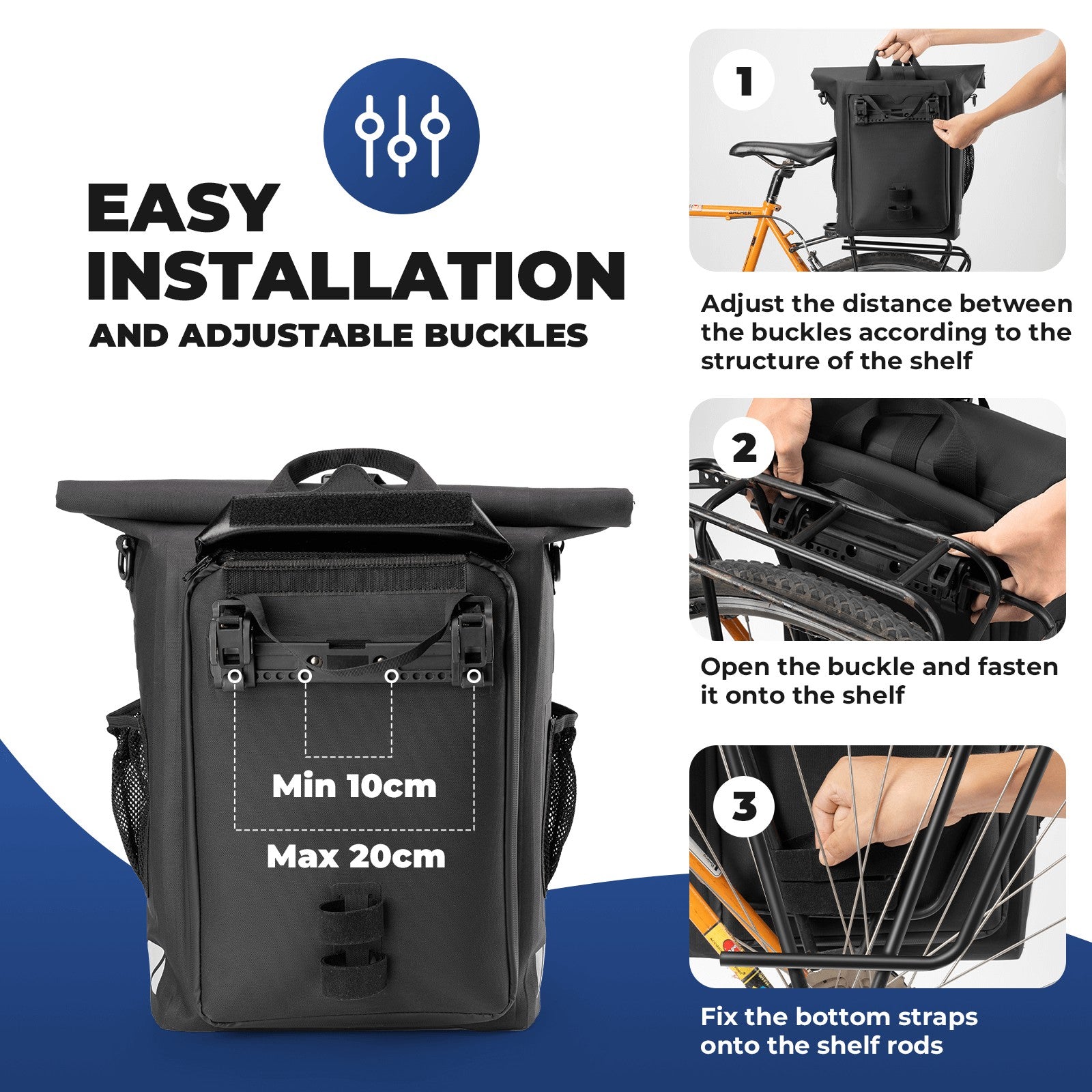 2-in-1 Bicycle Rear Rack Bag Backpack - 18L-8