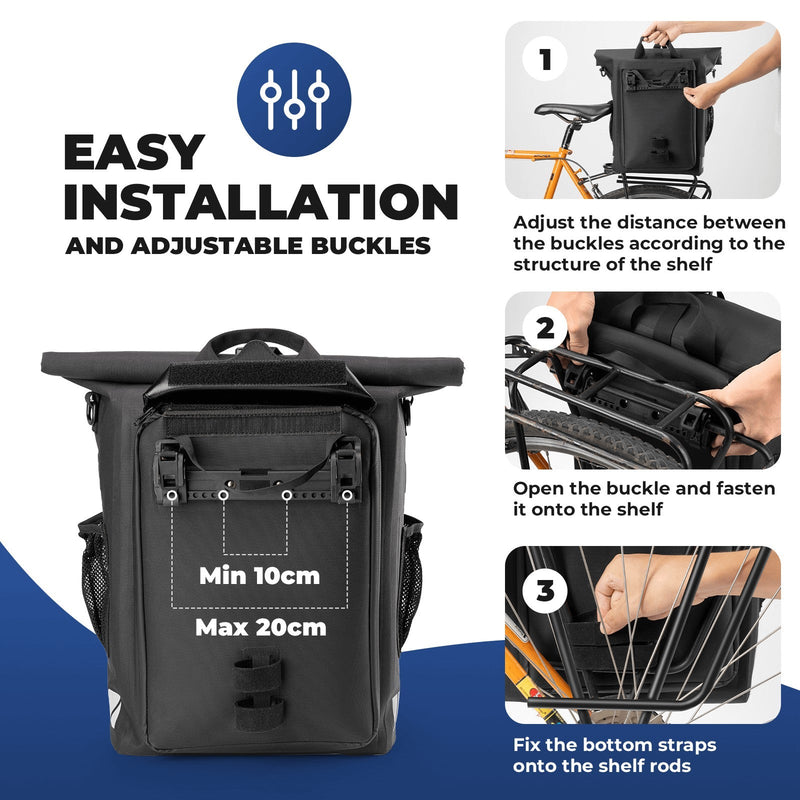 2-in-1 Bicycle Rear Rack Bag Backpack - 18L-8