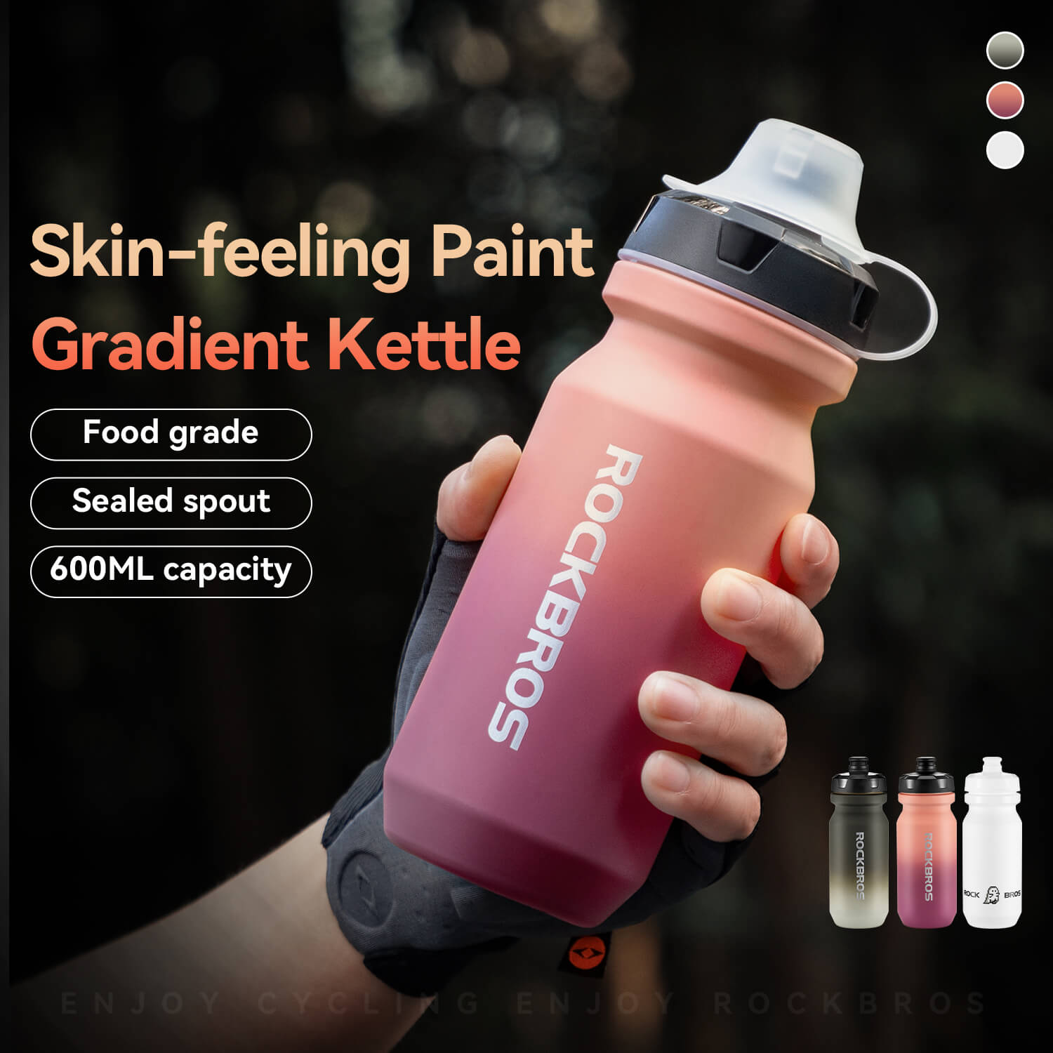 Bike Water Bottle with Soft-Touch Grip & Pull-Top Lid - 600/750ml-6