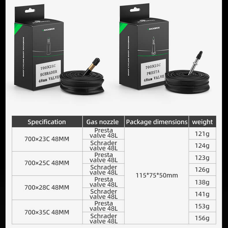 700C Road Bike Inner Tube 23–35C Presta & Schrader Valve-5