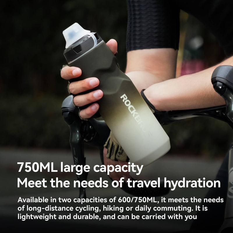 Bike Water Bottle with Soft-Touch Grip & Pull-Top Lid - 600/750ml-14