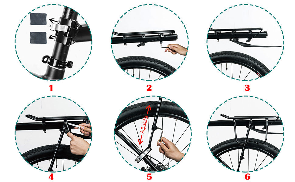 Rear Bicycle Cargo Rack with Mudguard Tool-Free Quick Install-7