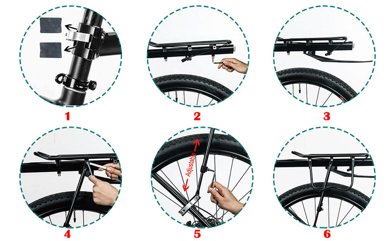 Rear Bicycle Cargo Rack with Mudguard Tool-Free Quick Install-7