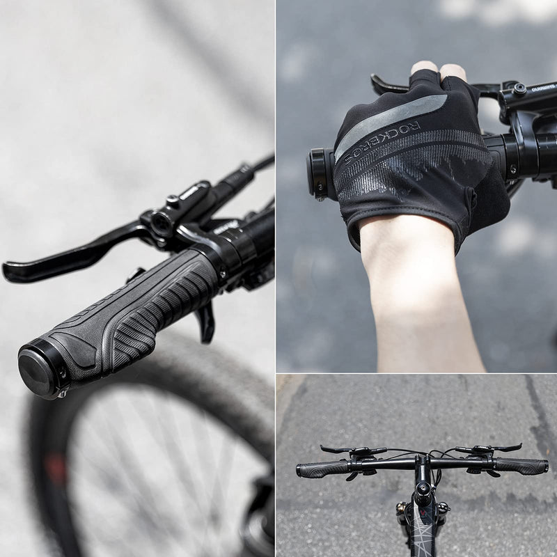 Bike Handle Grips with Double Lock-On Clamps – Aluminum Ends for MTB & BMX-18